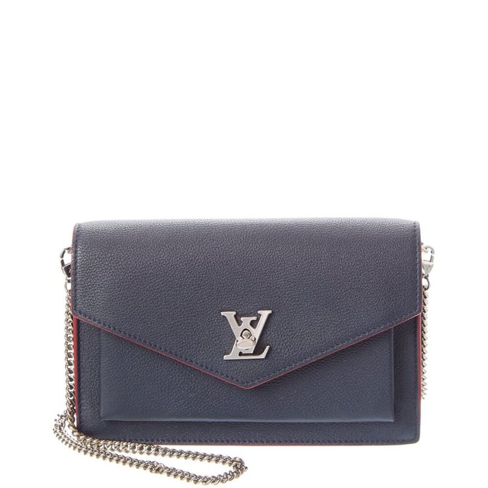 Louis Vuitton Navy Leather My Lockme Chain Bag Bb (Authentic Pre-Loved)